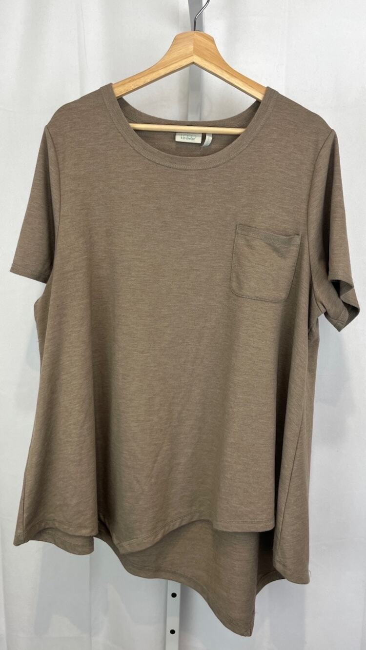LOGO XL Lounge Lori Goldstein Terry Asymmetric Hem Top w Pocket A263293 Brown